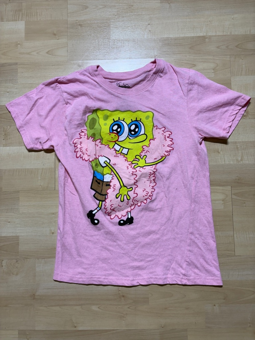 Nickelodeon Pink SpongeBob Graphic Tee with Pink Boa